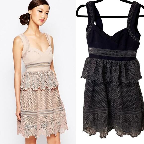 Self-Portrait Dark Blue Natalia Tiered Lace Dress - Picture 1 of 9